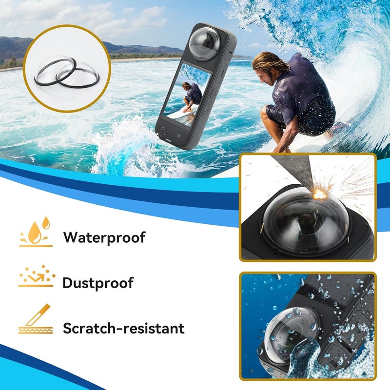 UTEBIT Premium Lens Guards for Insta360 X4, 10H Hardness, 92% Transmittance, Anti-Scratch Transparency Tempered Glass Lens Protectors - Image 2